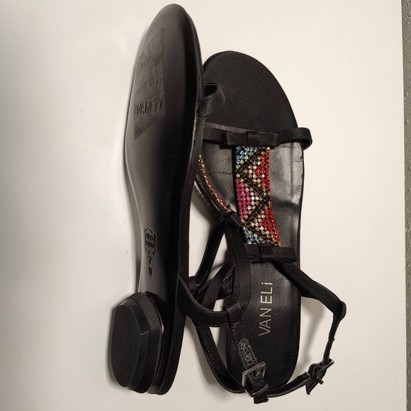 Vaneli Satin Embellished Multicolor Rhinestone Sandal, size 7, NEW - Picture 10 of 10